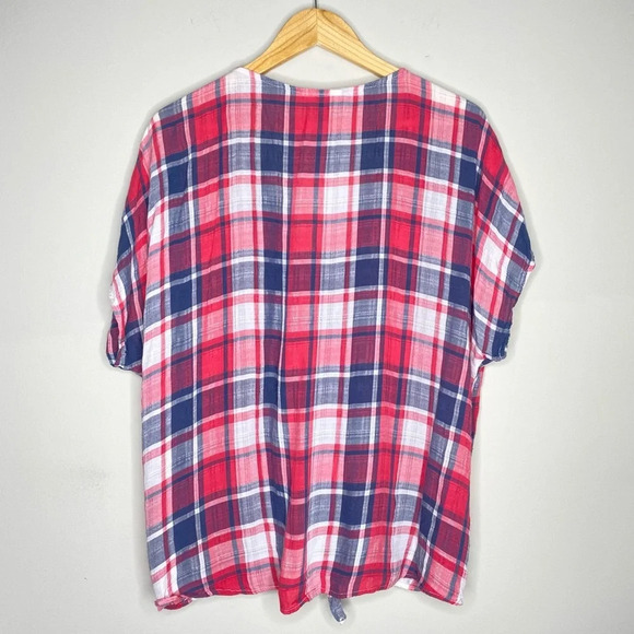 Target Universal Thread Plaid Tie Front Blouse Top Plus Size 0X - Picture 7 of 9